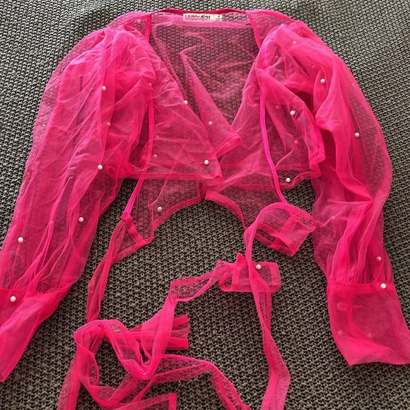 Organza Tie Front Top - Picture 2 of 6